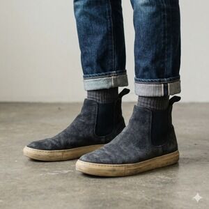 Sid Mashburn Chelsea Boots Mens 42 Navy Blue Suede Made in Portugal Minimalist